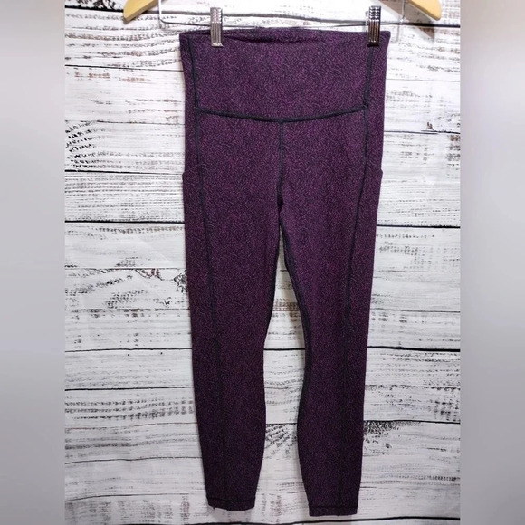 Athleta Ultimate Stash Textured‎ 7/8 Tight size XS Black Purple Performance - Picture 3 of 10